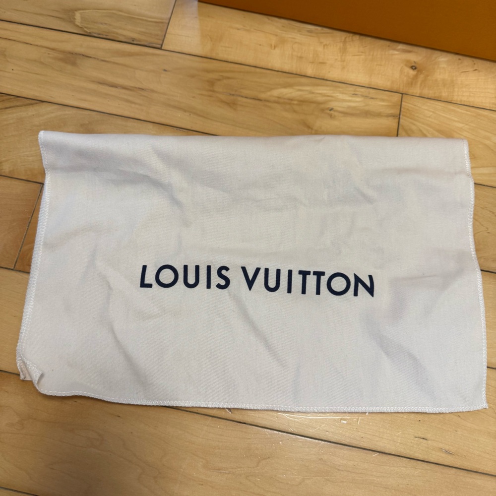 Louis Vuitton Cream Dust Bag with Black Logo